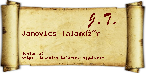 Janovics Talamér névjegykártya